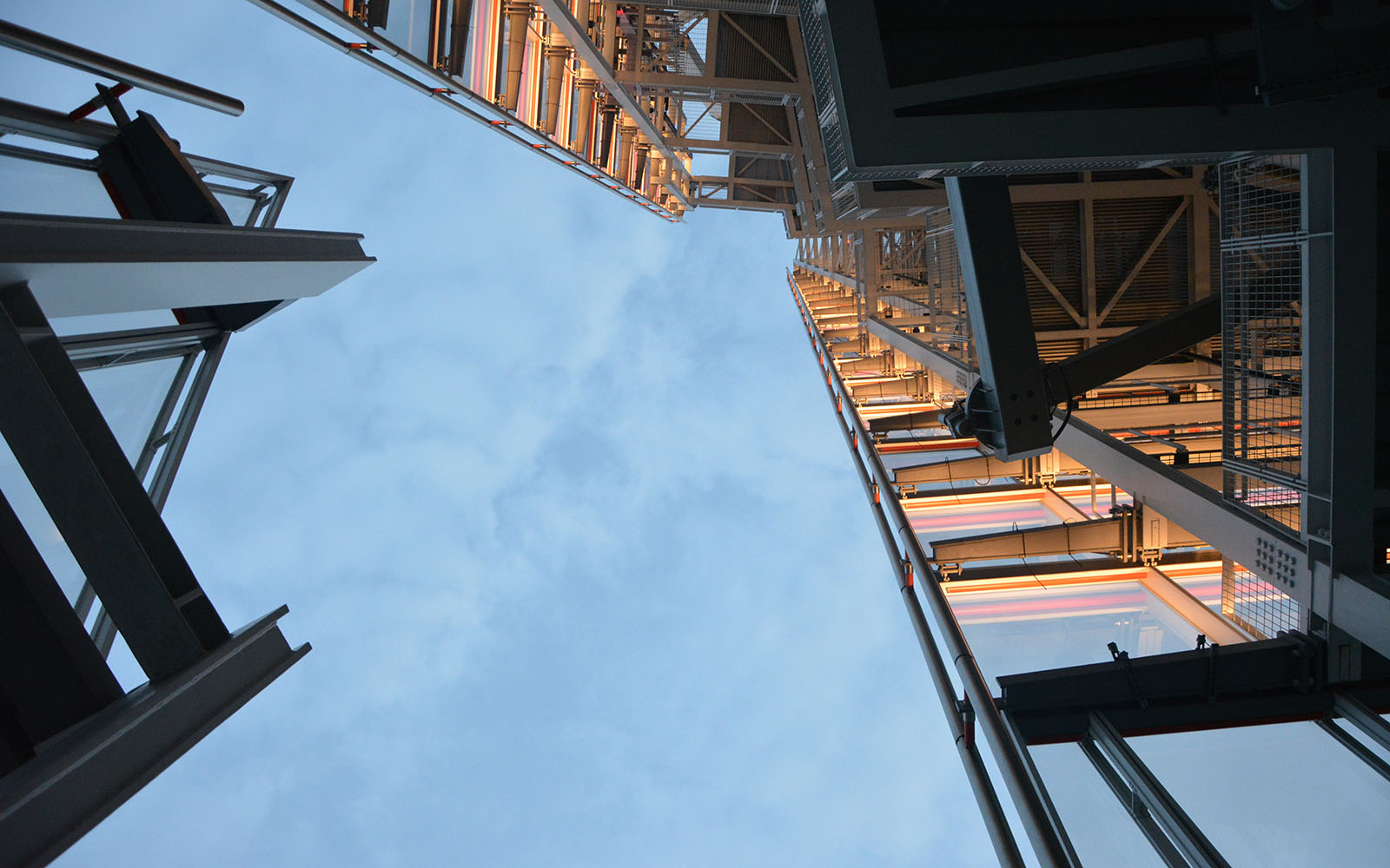 Low angle shot of a building that is under construction.